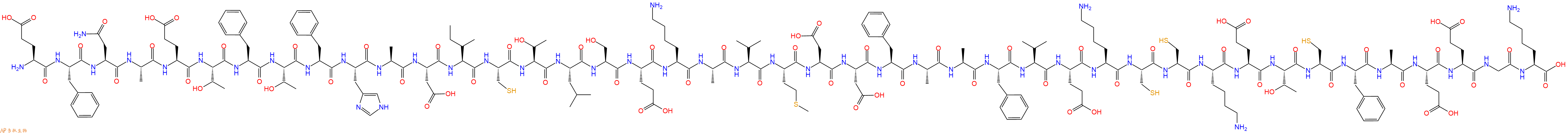专肽生物产品H2N-Glu-Phe-Asn-Ala-Glu-Thr-Phe-Thr-Phe-His-Ala-Asp-Ile-Cys-Thr-Leu-Ser-Glu-Lys-Ala-Val-Met-Asp-Asp-Phe-Ala-Ala-Phe-Val-Glu-Lys-Cys-Cys-Lys-Glu-Thr-Cys-Phe-Ala-Glu-Glu-Gly-Lys-OH