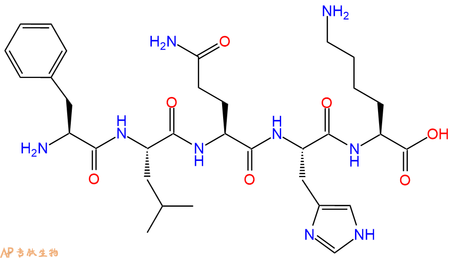 专肽生物产品H2N-Phe-Leu-Gln-His-Lys-OH