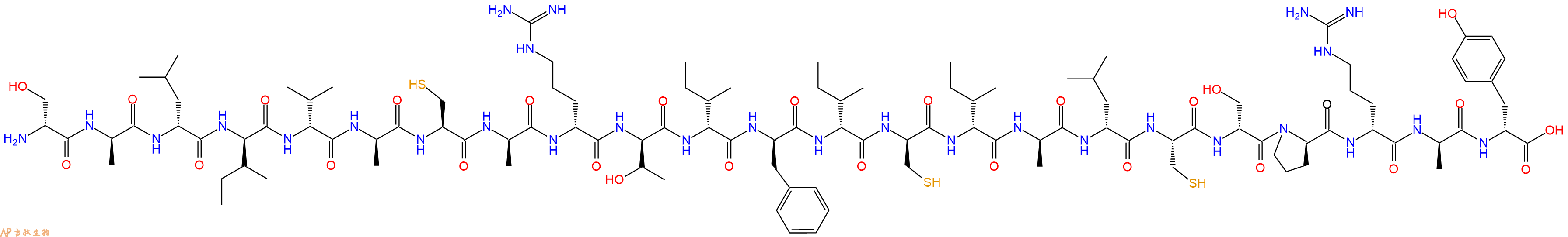 专肽生物产品H2N-DSer-DAla-DLeu-DIle-DVal-DAla-Cys-DAla-DArg-DThr-DIle-DPhe-DIle-DCys-DIle-DAla-DLeu-Cys-DSer-DPro-DArg-DAla-DTyr-OH