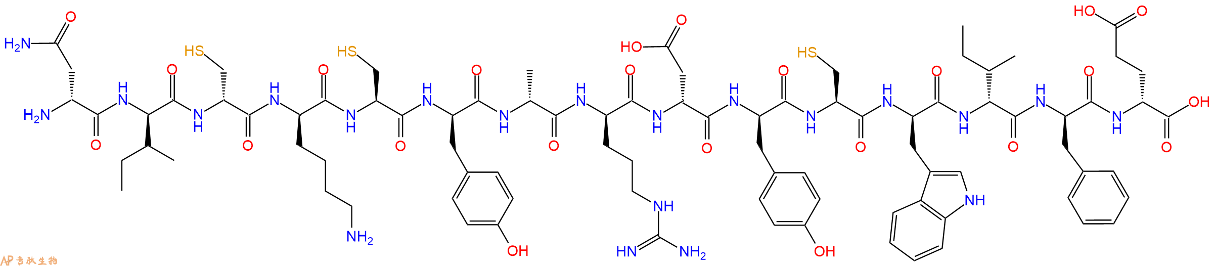 专肽生物产品H2N-DAsn-DIle-DCys-DLys-Cys-DTyr-DAla-DArg-DAsp-DTyr-Cys-DTrp-DIle-DPhe-DGlu-OH
