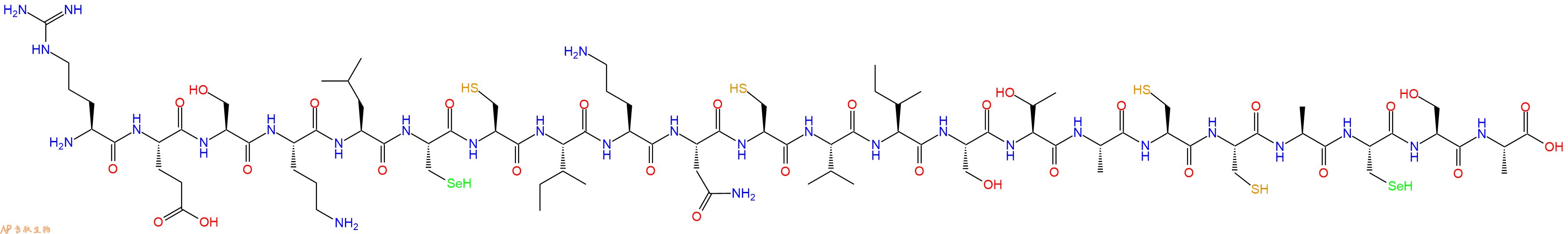专肽生物产品H2N-Arg-Glu-Ser-Orn-Leu-Sec-Cys-Ile-Orn-Asn-Cys-Val-Ile-Ser-Thr-Ala-Cys-Cys-Ala-Sec-Ser-Ala-OH