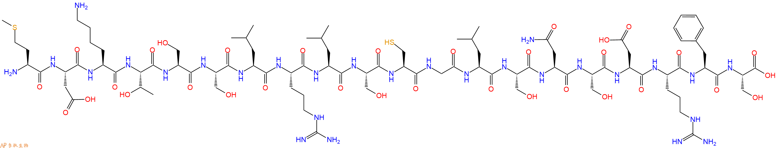 专肽生物产品H2N-Met-Asp-Lys-Thr-Ser-Ser-Leu-Arg-Leu-Ser-Cys-Gly-Leu-Ser-Asn-Ser-Asp-Arg-Phe-Ser-OH