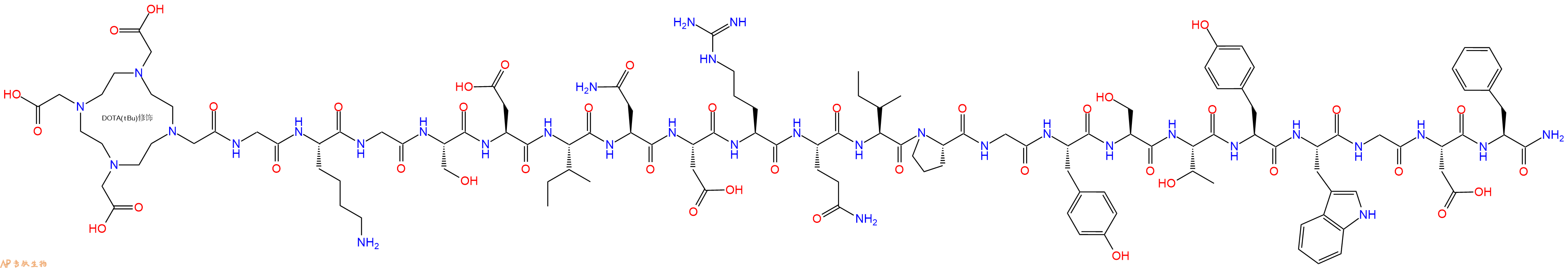 专肽生物产品DOTA-Gly-Lys-Gly-Ser-Asp-Ile-Asn-Asp-Arg-Gln-Ile-Pro-Gly-Tyr-Ser-Thr-Tyr-Trp-Gly-Asp-Phe-CONH2