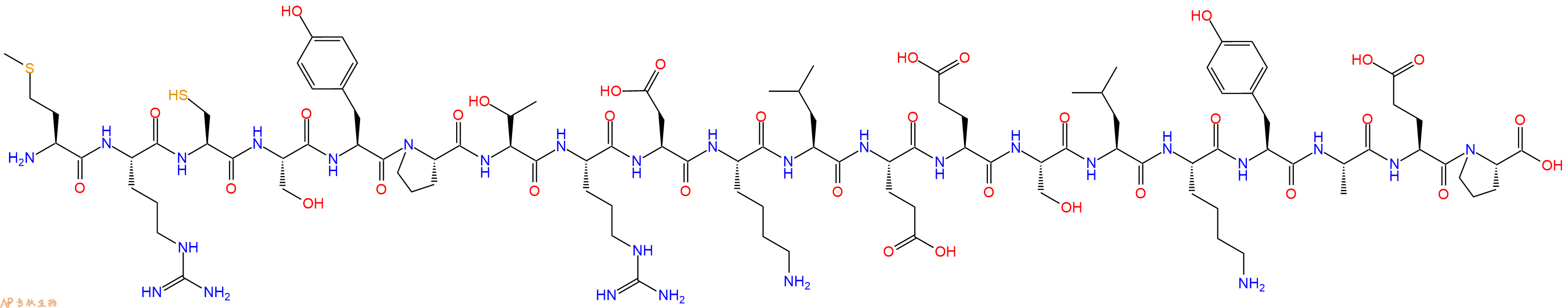 专肽生物产品H2N-Met-Arg-Cys-Ser-Tyr-Pro-Thr-Arg-Asp-Lys-Leu-Glu-Glu-Ser-Leu-Lys-Tyr-Ala-Glu-Pro-OH