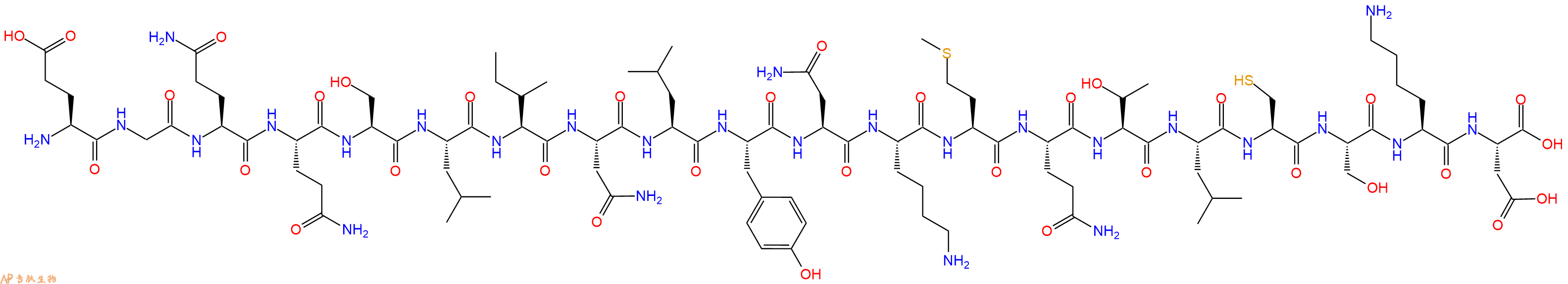 专肽生物产品H2N-Glu-Gly-Gln-Gln-Ser-Leu-Ile-Asn-Leu-Tyr-Asn-Lys-Met-Gln-Thr-Leu-Cys-Ser-Lys-Asp-OH