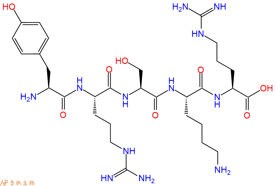 专肽生物产品H2N-Tyr-Arg-Ser-Lys-Arg-OH