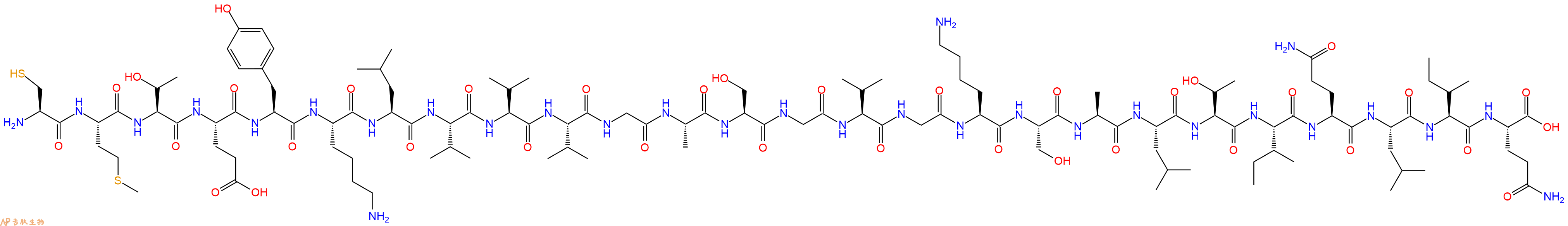 专肽生物产品H2N-Cys-Met-Thr-Glu-Tyr-Lys-Leu-Val-Val-Val-Gly-Ala-Ser-Gly-Val-Gly-Lys-Ser-Ala-Leu-Thr-Ile-Gln-Leu-Ile-Gln-OH