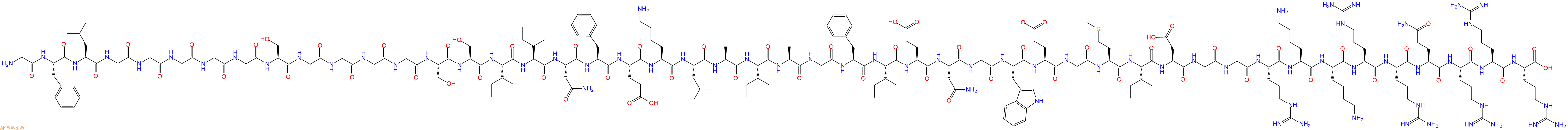 专肽生物产品H2N-Gly-Phe-Leu-Gly-Gly-Gly-Gly-Gly-Ser-Gly-Gly-Gly-Gly-Ser-Ser-Ile-Ile-Asn-Phe-Glu-Lys-Leu-Ala-Ile-Ala-Gly-Phe-Ile-Glu-Asn-Gly-Trp-Glu-Gly-Met-Ile-Asp-Gly-Gly-Arg-Lys-Lys-Arg-Arg-Gln-Arg-Arg-Arg-OH