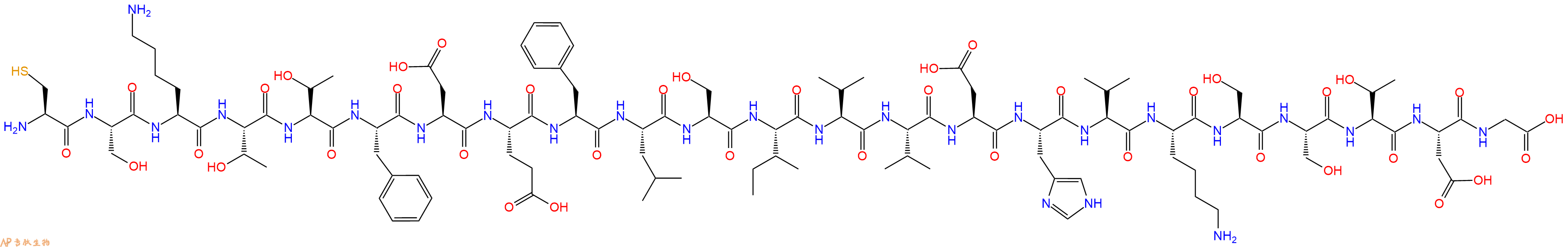 专肽生物产品H2N-Cys-Ser-Lys-Thr-Thr-Phe-Asp-Glu-Phe-Leu-Ser-Ile-Val-Val-Asp-His-Val-Lys-Ser-Ser-Thr-Asp-Gly-OH