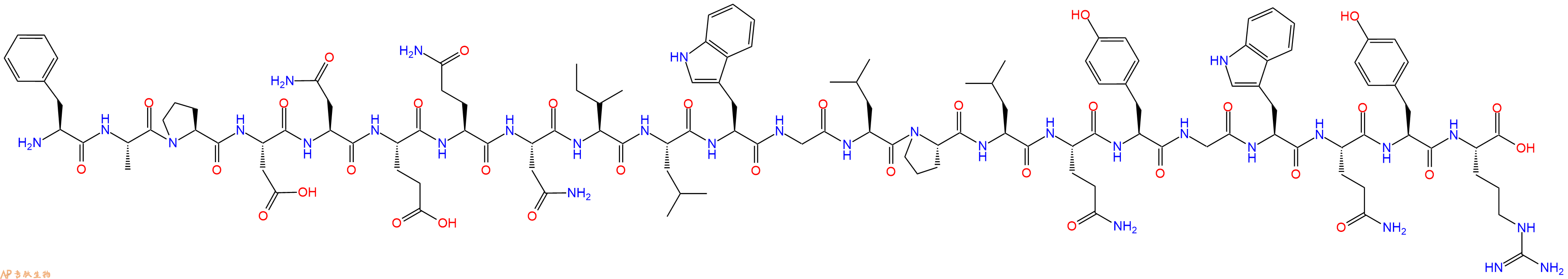 专肽生物产品H2N-Phe-Ala-Pro-Asp-Asn-Glu-Gln-Asn-Ile-Leu-Trp-Gly-Leu-Pro-Leu-Gln-Tyr-Gly-Trp-Gln-Tyr-Arg-OH