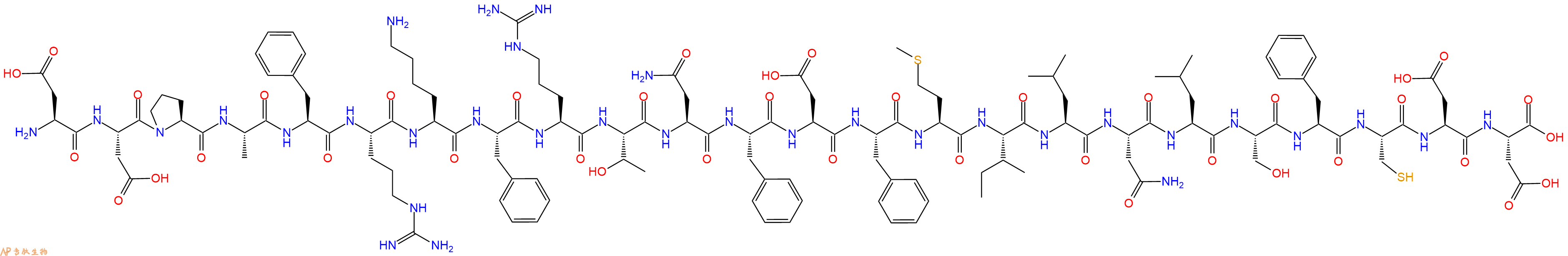 专肽生物产品H2N-Asp-Asp-Pro-Ala-Phe-Arg-Lys-Phe-Arg-Thr-Asn-Phe-Asp-Phe-Met-Ile-Leu-Asn-Leu-Ser-Phe-Cys-Asp-Asp-OH
