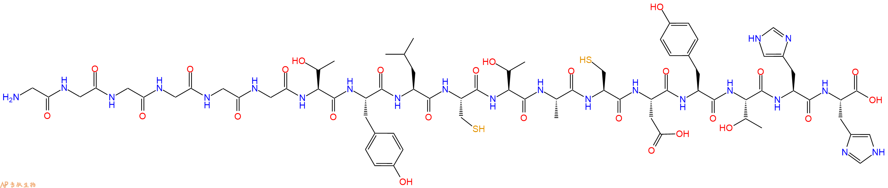 专肽生物产品H2N-Gly-Gly-Gly-Gly-Gly-Gly-Thr-Tyr-Leu-Cys-Thr-Ala-Cys-Asp-Tyr-Thr-His-His-OH