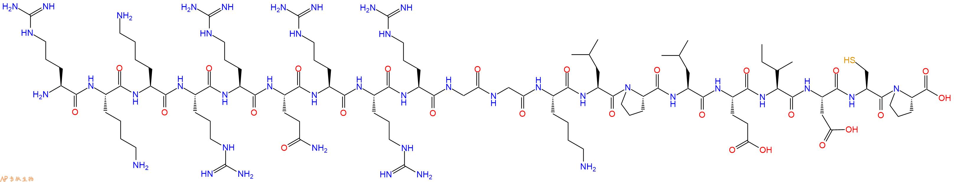 专肽生物产品H2N-Arg-Lys-Lys-Arg-Arg-Gln-Arg-Arg-Arg-Gly-Gly-Lys-Leu-Pro-Leu-Glu-Ile-Asp-Cys-Pro-OH