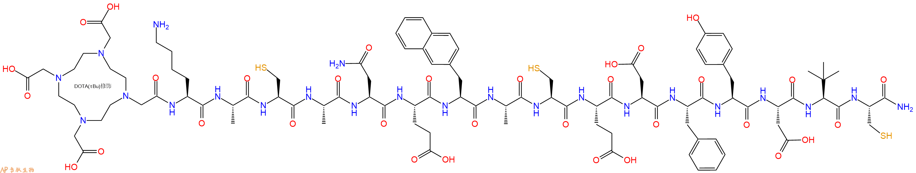 专肽生物产品DOTA-Lys-Ala-Cys-Ala-Asn-Glu-2Nal-Ala-Cys-Glu-Asp-Phe-Tyr-Asp-Tle-Cys-CONH2
