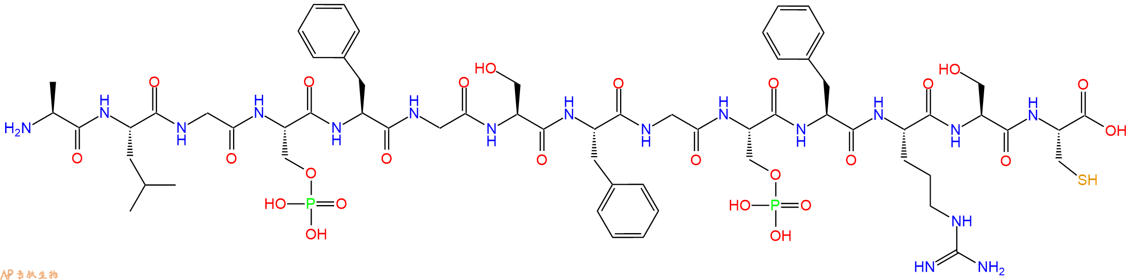 专肽生物产品H2N-Ala-Leu-Gly-Ser(PO3H2)-Phe-Gly-Ser-Phe-Gly-Ser(PO3H2)-Phe-Arg-Ser-Cys-OH