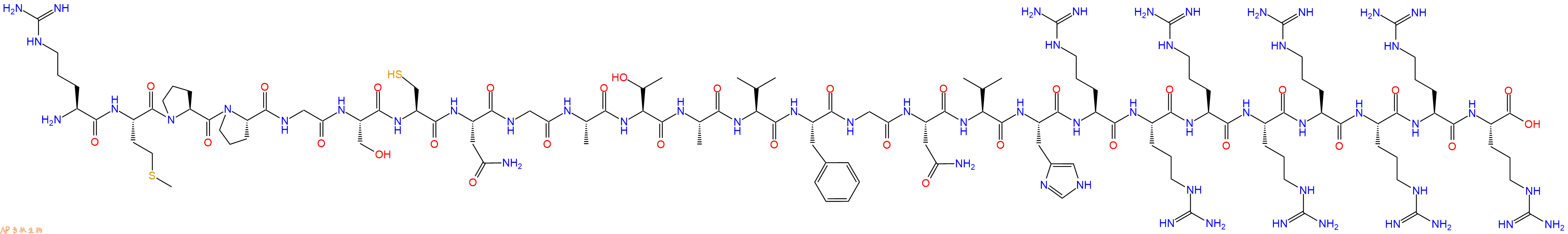 专肽生物产品H2N-Arg-Met-Pro-Pro-Gly-Ser-Cys-Asn-Gly-Ala-Thr-Ala-Val-Phe-Gly-Asn-Val-His-Arg-Arg-Arg-Arg-Arg-Arg-Arg-Arg-OH