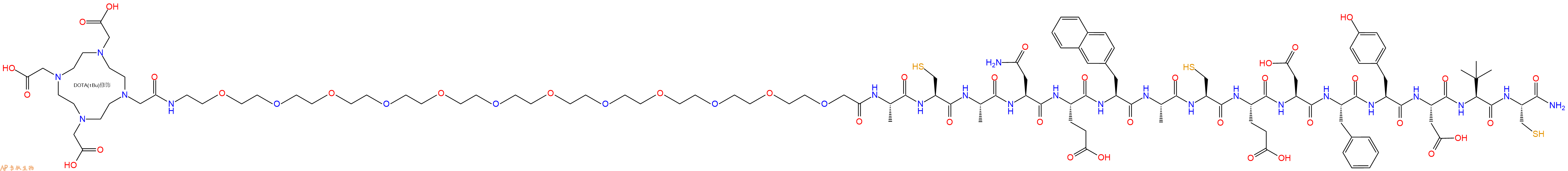 专肽生物产品DOTA-PEG12-Ala-Cys-Ala-Asn-Glu-2Nal-Ala-Cys-Glu-Asp-Phe-Tyr-Asp-Tle-Cys-CONH2