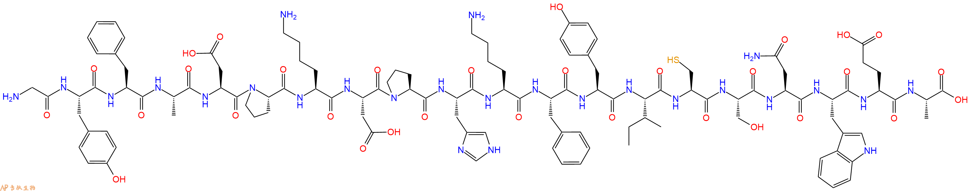 专肽生物产品H2N-Gly-Tyr-Phe-Ala-Asp-Pro-Lys-Asp-Pro-His-Lys-Phe-Tyr-Ile-Cys-Ser-Asn-Trp-Glu-Ala-OH