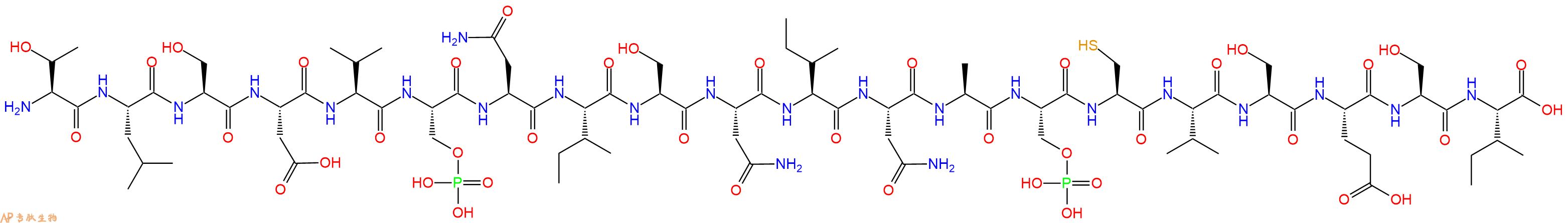 专肽生物产品H2N-Thr-Leu-Ser-Asp-Val-Ser(PO3H2)-Asn-Ile-Ser-Asn-Ile-Asn-Ala-Ser(PO3H2)-Cys-Val-Ser-Glu-Ser-Ile-OH