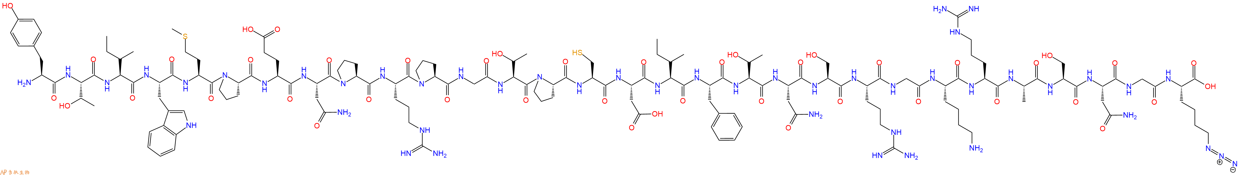 专肽生物产品H2N-Tyr-Thr-Ile-Trp-Met-Pro-Glu-Asn-Pro-Arg-Pro-Gly-Thr-Pro-Cys-Asp-Ile-Phe-Thr-Asn-Ser-Arg-Gly-Lys-Arg-Ala-Ser-Asn-Gly-Lys(N3)-OH