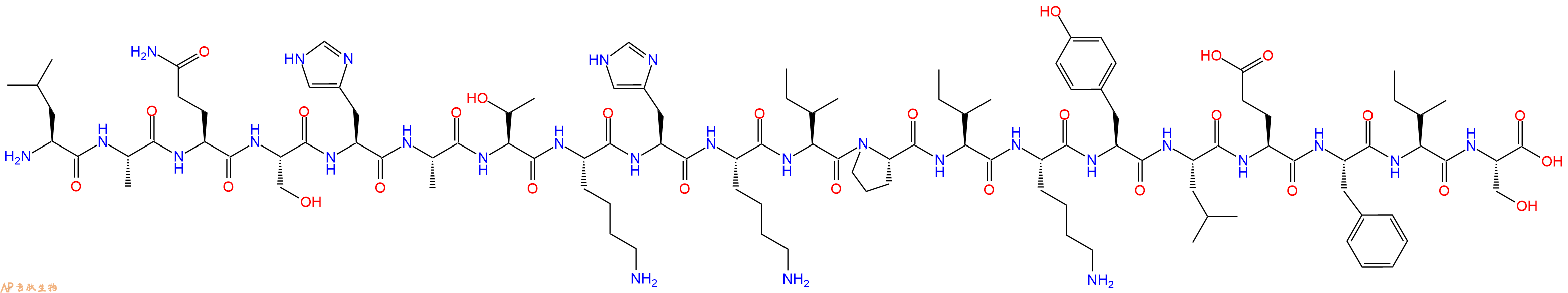 专肽生物产品H2N-Leu-Ala-Gln-Ser-His-Ala-Thr-Lys-His-Lys-Ile-Pro-Ile-Lys-Tyr-Leu-Glu-Phe-Ile-Ser-OH