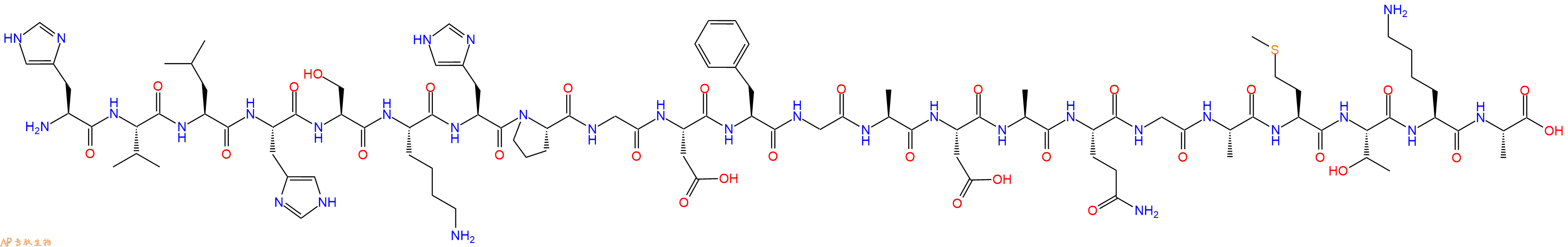 专肽生物产品H2N-His-Val-Leu-His-Ser-Lys-His-Pro-Gly-Asp-Phe-Gly-Ala-Asp-Ala-Gln-Gly-Ala-Met-Thr-Lys-Ala-OH