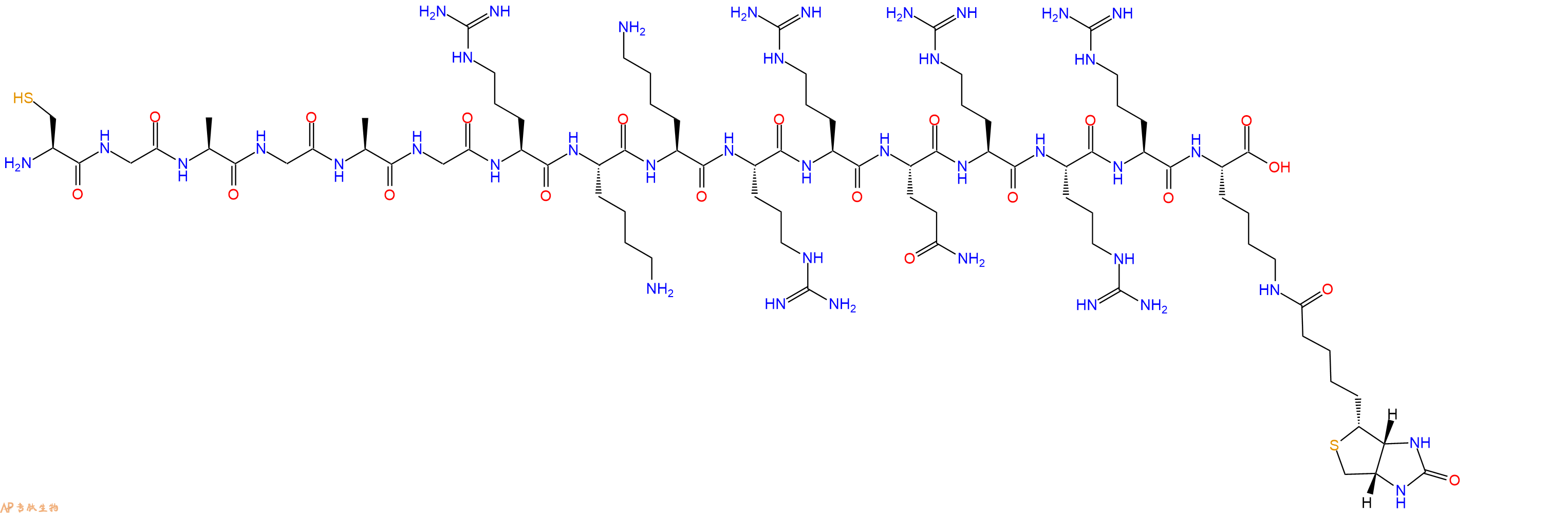 专肽生物产品H2N-Cys-Gly-Ala-Gly-Ala-Gly-Arg-Lys-Lys-Arg-Arg-Gln-Arg-Arg-Arg-Lys(Biotin)-OH