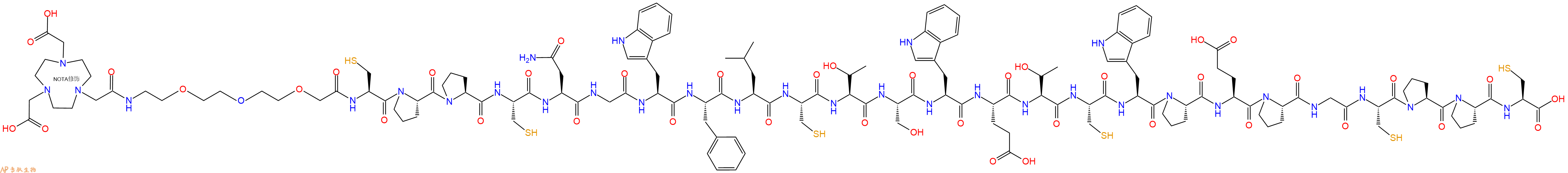 专肽生物产品NOTA-PEG3-Cys-Pro-Pro-Cys-Asn-Gly-Trp-Phe-Leu-Cys-Thr-Ser-Trp-Glu-Thr-Cys-Trp-Pro-Glu-Pro-Gly-Cys-Pro-Pro-Cys