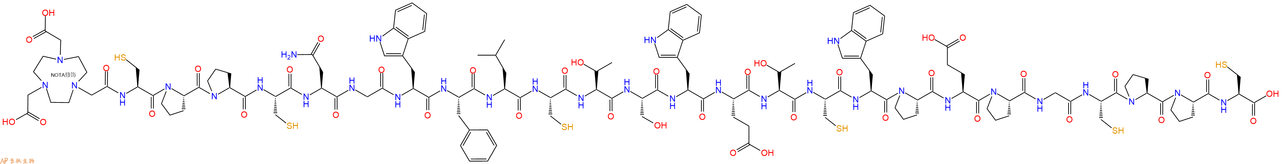 专肽生物产品NOTA-Cys-Pro-Pro-Cys-Asn-Gly-Trp-Phe-Leu-Cys-Thr-Ser-Trp-Glu-Thr-Cys-Trp-Pro-Glu-Pro-Gly-Cys-Pro-Pro-Cys-OH