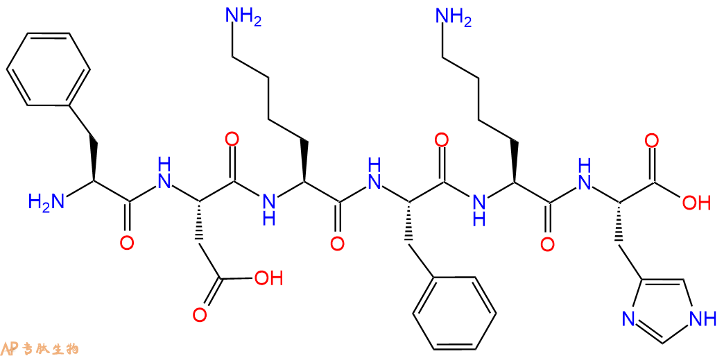 专肽生物产品H2N-Phe-Asp-Lys-Phe-Lys-His-OH