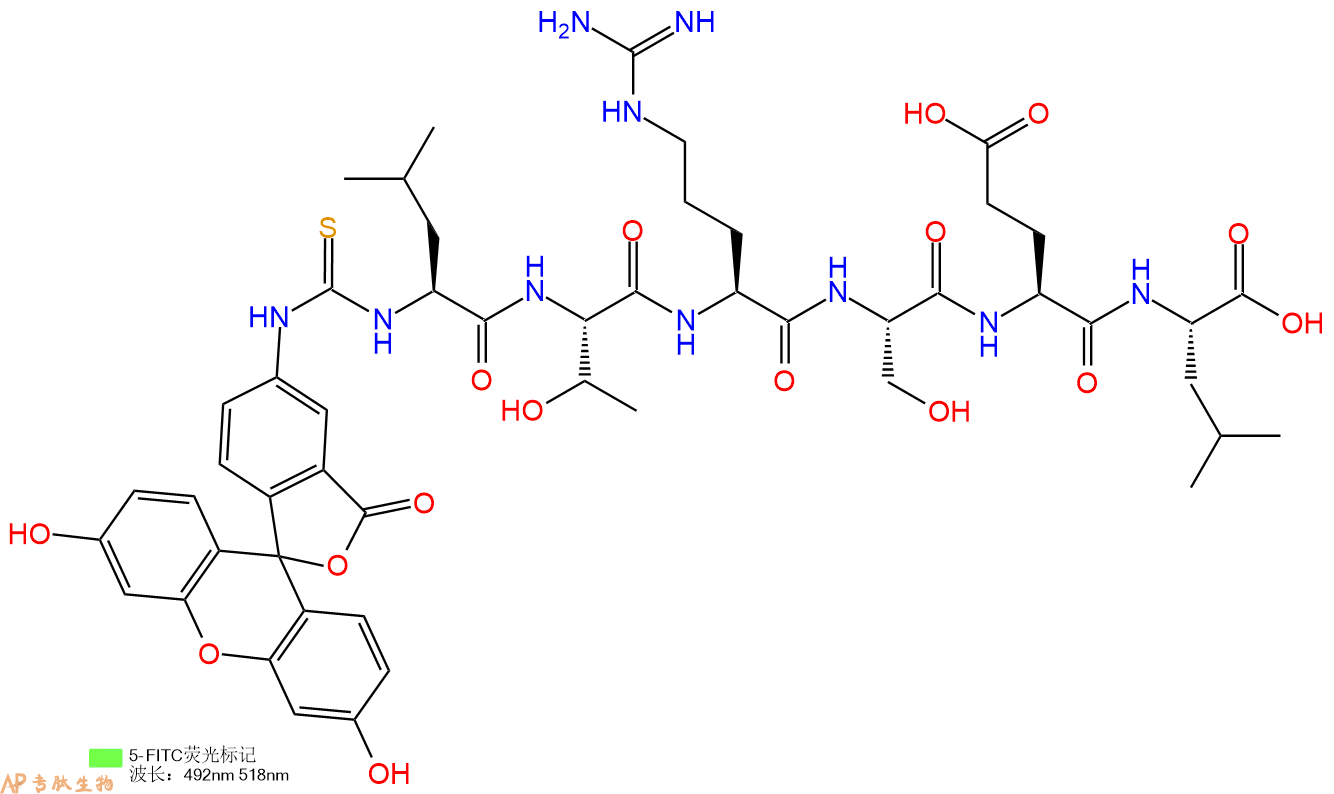 专肽生物产品5FITC-Leu-Thr-Arg-Ser-Glu-Leu-OH