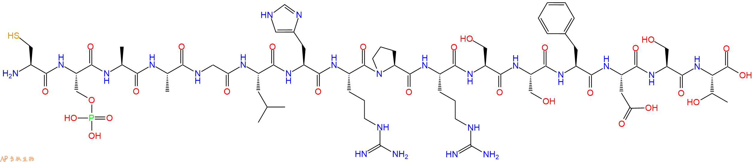 专肽生物产品H2N-Cys-Ser(PO3H2)-Ala-Ala-Gly-Leu-His-Arg-Pro-Arg-Ser-Ser-Phe-Asp-Ser-Thr-OH