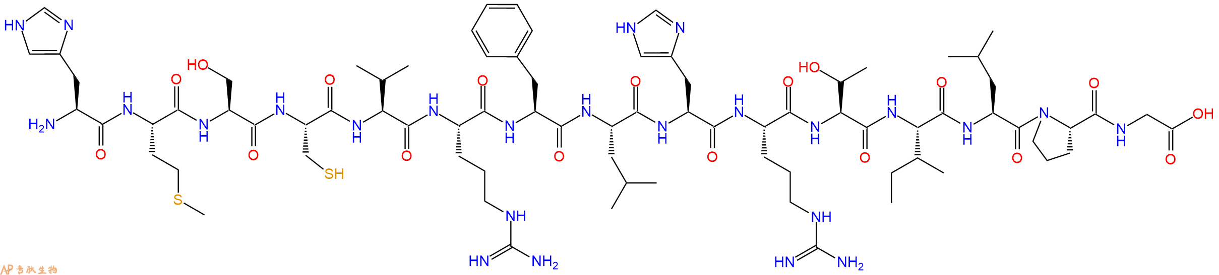 专肽生物产品H2N-His-Met-Ser-Cys-Val-Arg-Phe-Leu-His-Arg-Thr-Ile-Leu-Pro-Gly-OH
