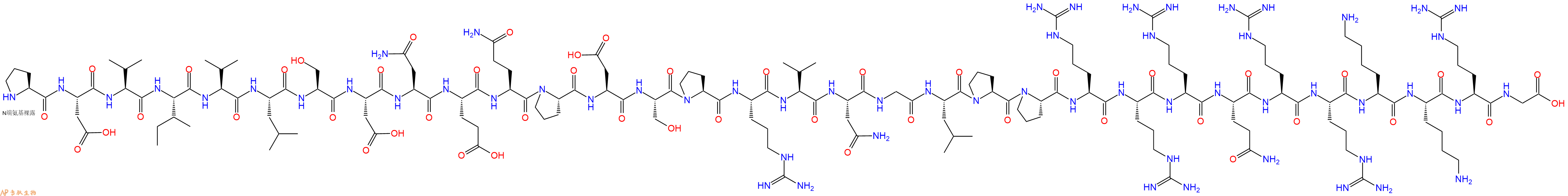 专肽生物产品H2N-Pro-Asp-Val-Ile-Val-Leu-Ser-Asp-Asn-Glu-Gln-Pro-Asp-Ser-Pro-Arg-Val-Asn-Gly-Leu-Pro-Pro-Arg-Arg-Arg-Gln-Arg-Arg-Lys-Lys-Arg-Gly-OH