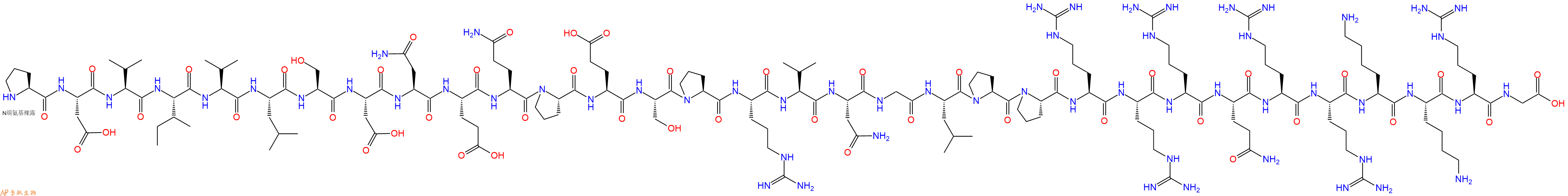 专肽生物产品H2N-Pro-Asp-Val-Ile-Val-Leu-Ser-Asp-Asn-Glu-Gln-Pro-Glu-Ser-Pro-Arg-Val-Asn-Gly-Leu-Pro-Pro-Arg-Arg-Arg-Gln-Arg-Arg-Lys-Lys-Arg-Gly-OH