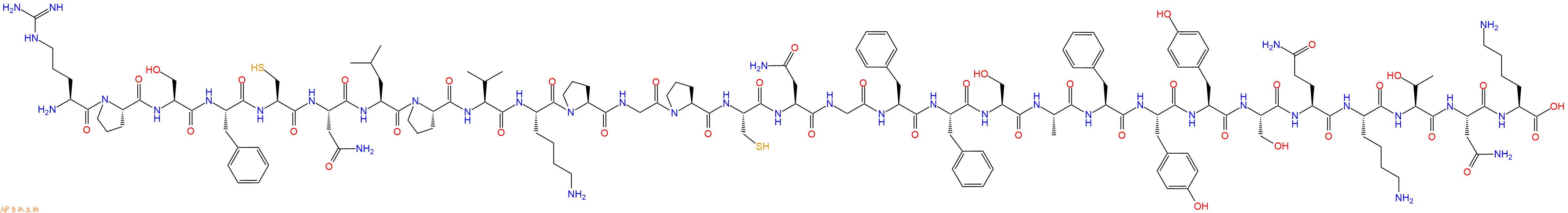 专肽生物产品H2N-Arg-Pro-Ser-Phe-Cys-Asn-Leu-Pro-Val-Lys-Pro-Gly-Pro-Cys-Asn-Gly-Phe-Phe-Ser-Ala-Phe-Tyr-Tyr-Ser-Gln-Lys-Thr-Asn-Lys-OH