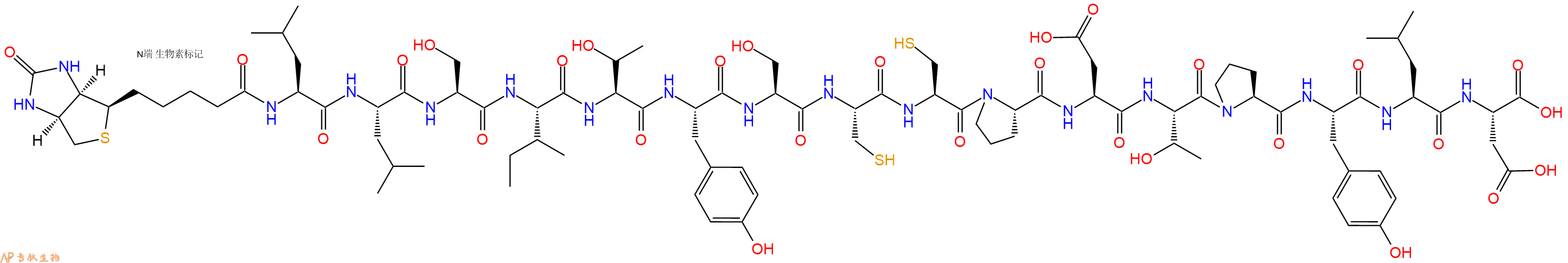 专肽生物产品Biotinyl-Leu-Leu-Ser-Ile-Thr-Tyr-Ser-Cys-Cys-Pro-Asp-Thr-Pro-Tyr-Leu-Asp-OH