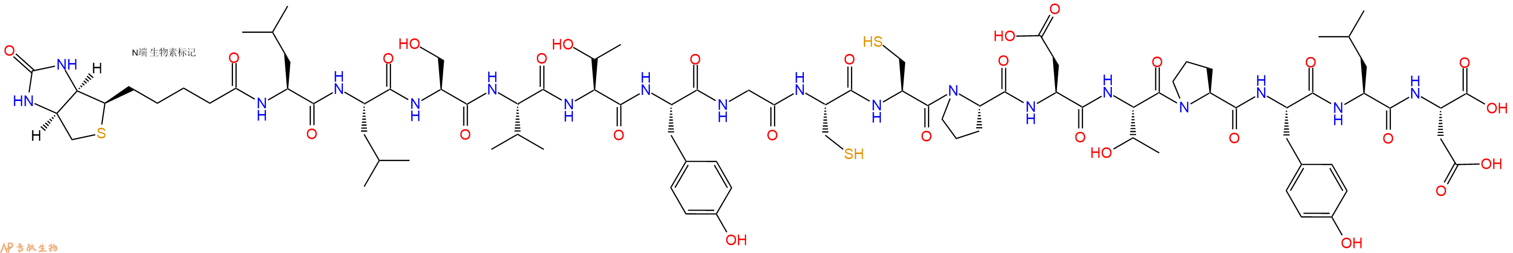 专肽生物产品Biotinyl-Leu-Leu-Ser-Val-Thr-Tyr-Gly-Cys-Cys-Pro-Asp-Thr-Pro-Tyr-Leu-Asp-OH