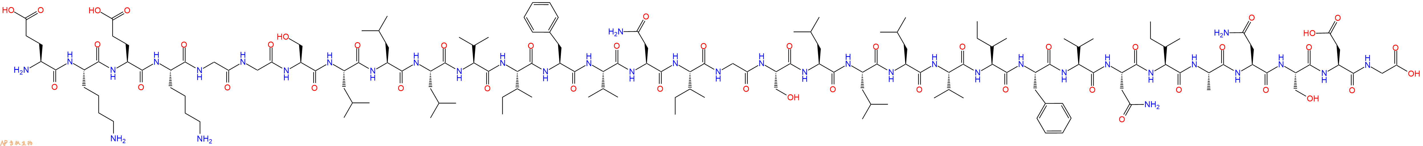 专肽生物产品H2N-Glu-Lys-Glu-Lys-Gly-Gly-Ser-Leu-Leu-Leu-Val-Ile-Phe-Val-Asn-Ile-Gly-Ser-Leu-Leu-Leu-Val-Ile-Phe-Val-Asn-Ile-Ala-Asn-Ser-Asp-Gly-OH