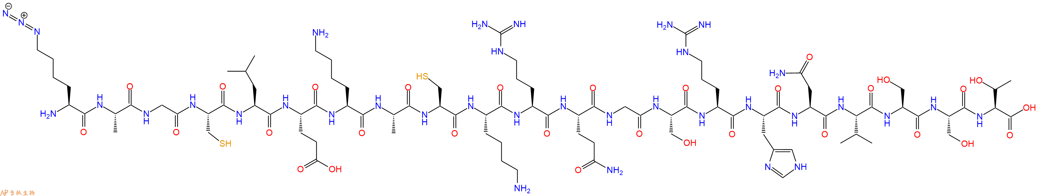 专肽生物产品H2N-Lys(N3)-Ala-Gly-Cys-Leu-Glu-Lys-Ala-Cys-Lys-Arg-Gln-Gly-Ser-Arg-His-Asn-Val-Ser-Ser-Thr-OH