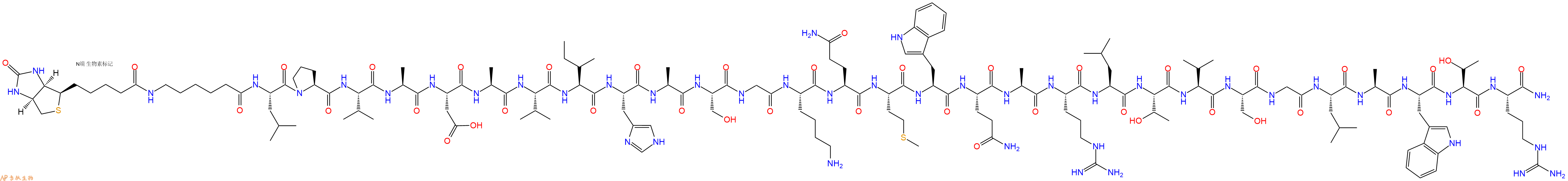 专肽生物产品Biotinyl-Ahx-Leu-Pro-Val-Ala-Asp-Ala-Val-Ile-His-Ala-Ser-Gly-Lys-Gln-Met-Trp-Gln-Ala-Arg-Leu-Thr-Val-Ser-Gly-Leu-Ala-Trp-Thr-Arg-CONH2