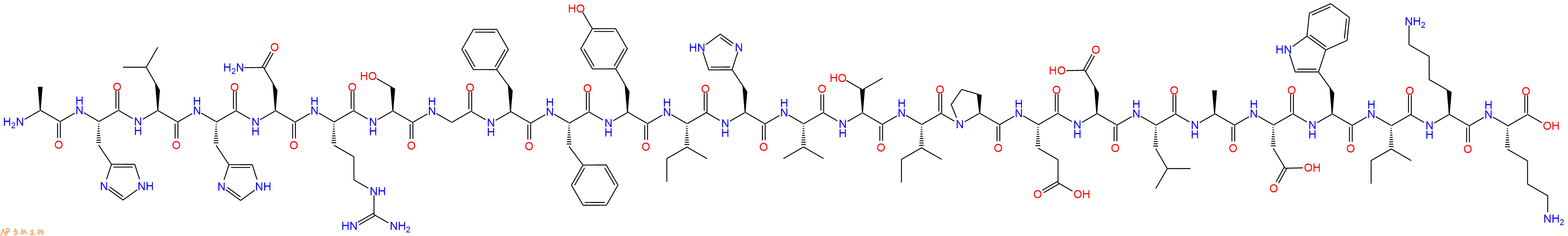 专肽生物产品H2N-Ala-His-Leu-His-Asn-Arg-Ser-Gly-Phe-Phe-Tyr-Ile-His-Val-Thr-Ile-Pro-Glu-Asp-Leu-Ala-Asp-Trp-Ile-Lys-Lys-OH