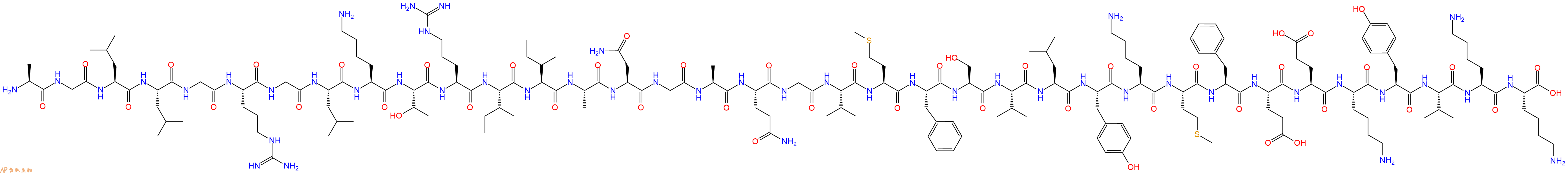专肽生物产品H2N-Ala-Gly-Leu-Leu-Gly-Arg-Gly-Leu-Lys-Thr-Arg-Ile-Ile-Ala-Asn-Gly-Ala-Gln-Gly-Val-Met-Phe-Ser-Val-Leu-Tyr-Lys-Met-Phe-Glu-Glu-Lys-Tyr-Val-Lys-Lys-OH