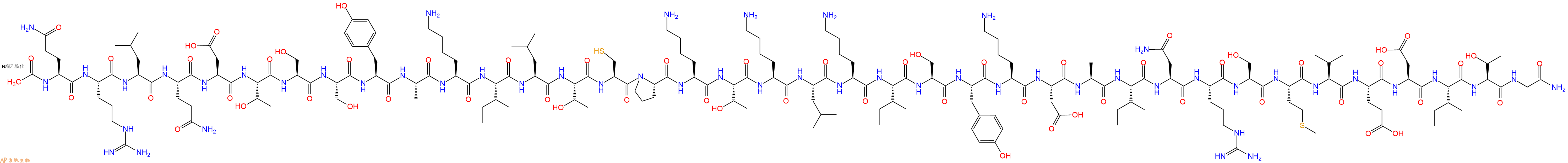 专肽生物产品Ac-Gln-Arg-Leu-Gln-Asp-Thr-Ser-Ser-Tyr-Ala-Lys-Ile-Leu-Thr-Cys-Pro-Lys-Thr-Lys-Leu-Lys-Ile-Ser-Tyr-Lys-Asp-Ala-Ile-Asn-Arg-Ser-Met-Val-Glu-Asp-Ile-Thr-Gly-CONH2