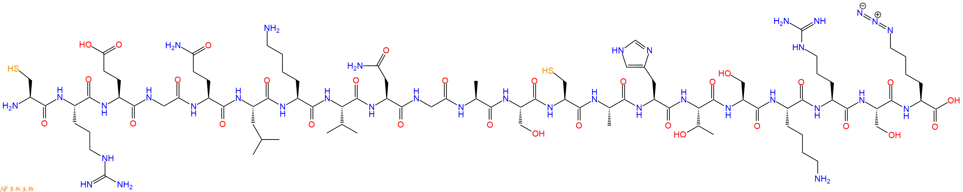 专肽生物产品H2N-Cys-Arg-Glu-Gly-Gln-Leu-Lys-Val-Asn-Gly-Ala-Ser-Cys-Ala-His-Thr-Ser-Lys-Arg-Ser-Lys(N3)-OH