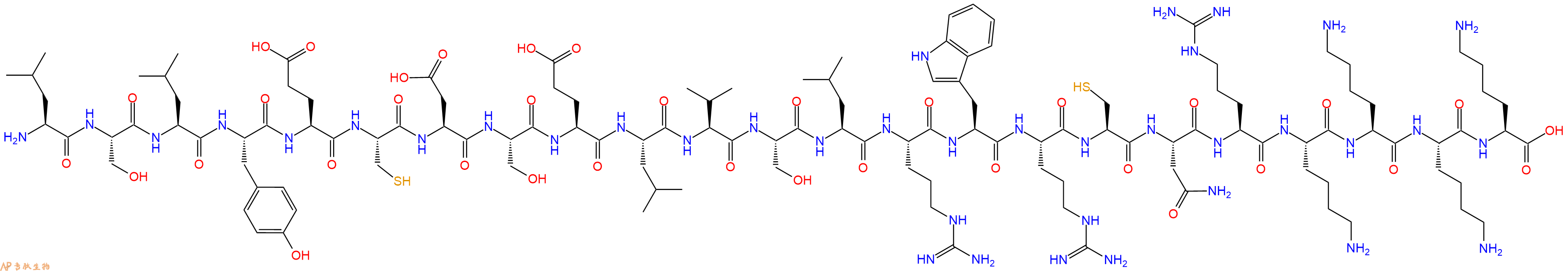 专肽生物产品H2N-Leu-Ser-Leu-Tyr-Glu-Cys-Asp-Ser-Glu-Leu-Val-Ser-Leu-Arg-Trp-Arg-Cys-Asn-Arg-Lys-Lys-Lys-Lys-OH