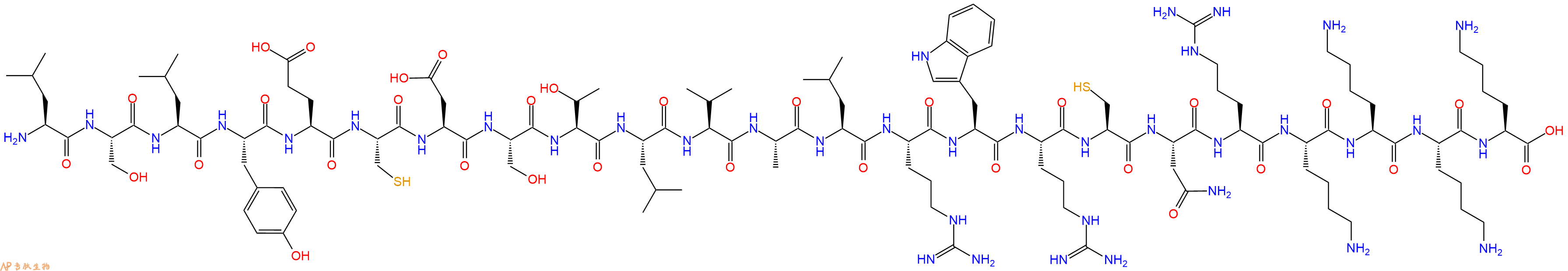 专肽生物产品H2N-Leu-Ser-Leu-Tyr-Glu-Cys-Asp-Ser-Thr-Leu-Val-Ala-Leu-Arg-Trp-Arg-Cys-Asn-Arg-Lys-Lys-Lys-Lys-OH