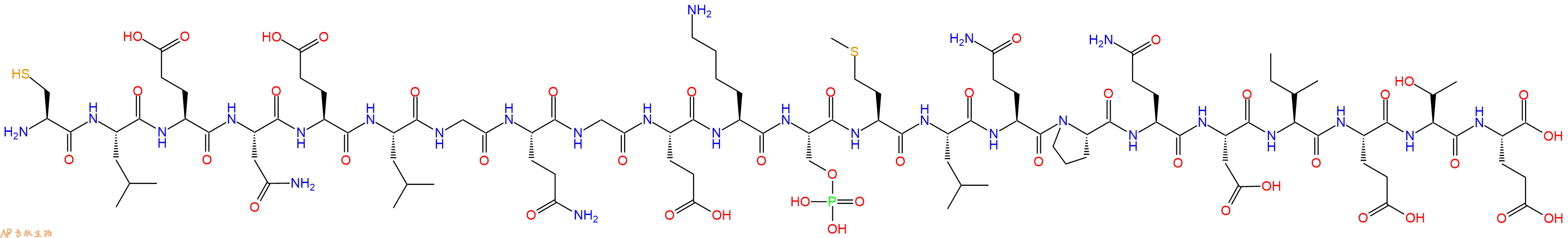 专肽生物产品H2N-Cys-Leu-Glu-Asn-Glu-Leu-Gly-Gln-Gly-Glu-Lys-Ser(PO3H2)-Met-Leu-Gln-Pro-Gln-Asp-Ile-Glu-Thr-Glu-OH