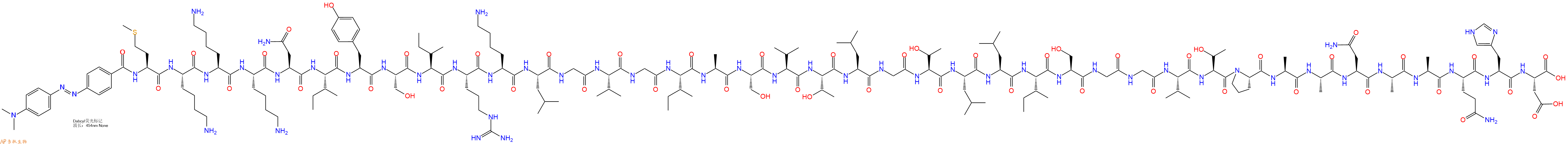 专肽生物产品DABCYL-Met-Lys-Lys-Lys-Asn-Ile-Tyr-Ser-Ile-Arg-Lys-Leu-Gly-Val-Gly-Ile-Ala-Ser-Val-Thr-Leu-Gly-Thr-Leu-Leu-Ile-Ser-Gly-Gly-Val-Thr-Pro-Ala-Ala-Asn-Ala-Ala-Gln-His-Asp-OH