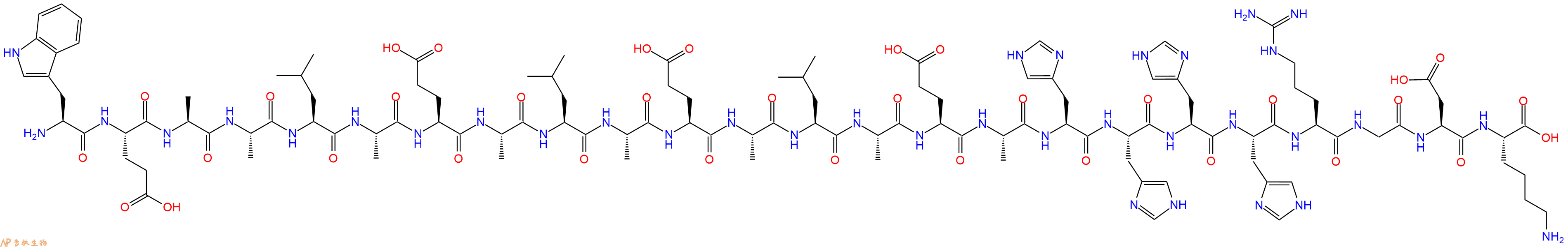 专肽生物产品H2N-Trp-Glu-Ala-Ala-Leu-Ala-Glu-Ala-Leu-Ala-Glu-Ala-Leu-Ala-Glu-Ala-His-His-His-His-Arg-Gly-Asp-Lys-OH